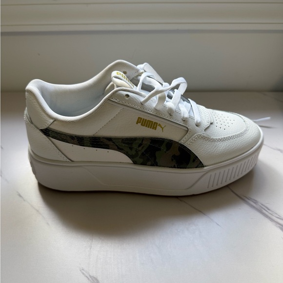 Puma White Sneakers with Camo and Gold Accents - Picture 1 of 6